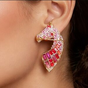Statement Rhinestone Stallion Post Drop Earrings
